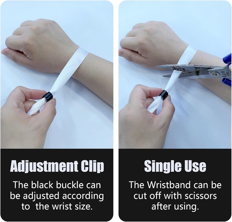 Comflora 100 Pcs Cloth Wristbands for Events - Disposable, Colored Wristbands (Color : White) - Image 4